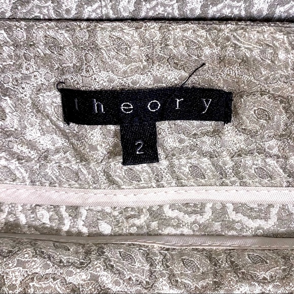 THEORY Cream Jacquard Silk A-Line Skirt Size 2 - Picture 4 of 11